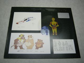 1984 Star Wars Animation Cel Drawing Of C3po And R2d2 Officially Licensed