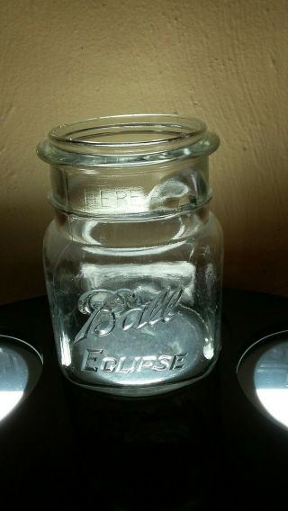 Ball Eclipse Square Mason Pint Canning Jar - Glass Lid Wire Bail Missing Bale
