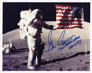 Apollo 17 Astronaut Gene Cernan 8x10 Signed Photo