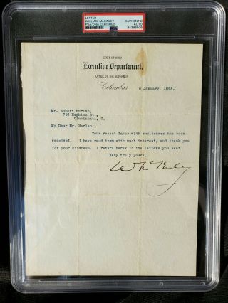 William Mckinley President Signed Autograph Letter Psa/dna Authentic