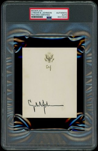 Lyndon B.  Johnson President Signed / Autograph Bookplate Psa/dna Authentic