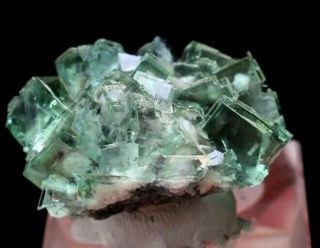17.  6 G Natural Rare Unique Transparent Green Phantom/cube Fluorite Mineral.