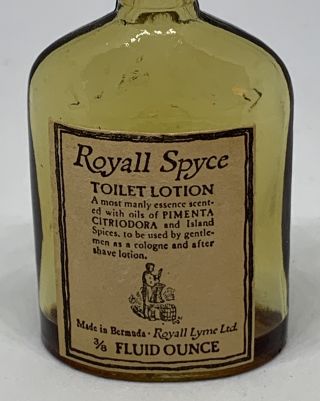 Vintage Royal Spyce Toilet Lotion 3/8 Fluid Ounces Empty Bottle Made In Bermuda 2