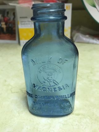Milk Of Magnesia Blue Bottle.  The Chas H Phillips Chemical Co,  Glenbrook Conn.