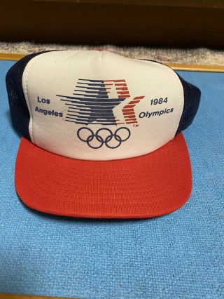 Vtg 1984 Los Angeles Olympics Snap Back Trucker Hat Pre - Owned