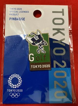 2020 Tokyo Olympic Games Pin Badge - Mascot Miraitowa Sports Pose Golf