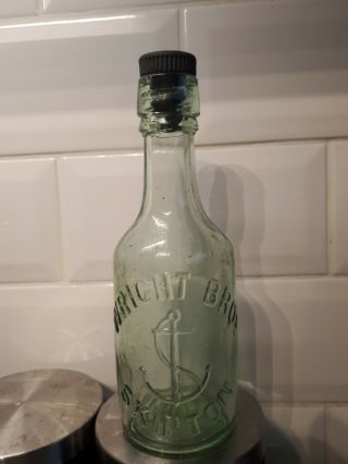 Vintage Glass Bottle Wright Bros Skipton With Stopper