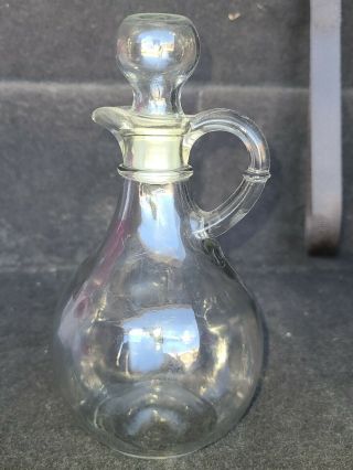 Vintage Crystal Glass Vinegar Bottle & Glass Cork Lid - Glass Oil Bottle With Lid