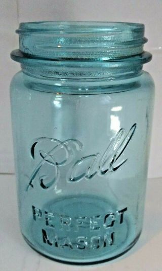 Vintage 1923 - 1933 Ball Perfect Mason Blue Pint Jar