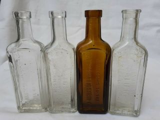 4 Diffrent California Fig Syrup Co Medicine Cure Bottles Rare Amber Examp