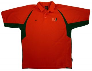 Vintage Nike University Of Miami Hurricanes Polo Shirt Mens Medium Stitched Ncaa