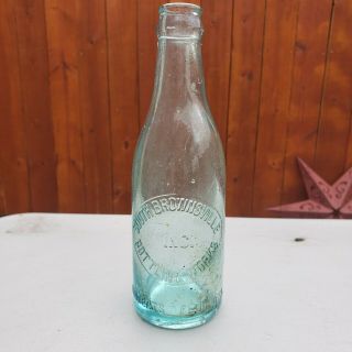 Rare Vintage South Brownsville Pa Soda Bottle,  7 Oz.  Aqua 7 1/2 "