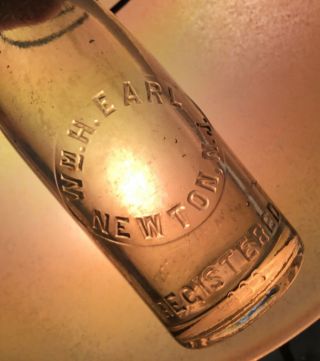 Old Newton Nj Soda Bottle Wm H Earl 7 Oz Embossed Advertising Early 1900s