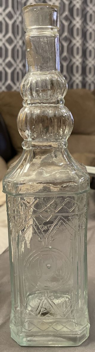 Vintage Whiskey Liquor Decanter Clear Glass Empty Bottle