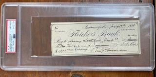 Benjamin Harrison 1888 Signed Check Psa/dna Nm - Mt 8 23rd U.  S.  President Auto