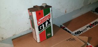 Castrol Gtx Metal Oil Can Collectors Item 5ltrs Garage Workshop Barnfind 1987