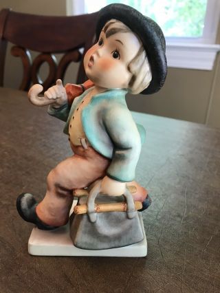 M I Hummel Goebel West Germany " Merry Wanderer " 1960s 7 Inches Tall 4.  5 Long