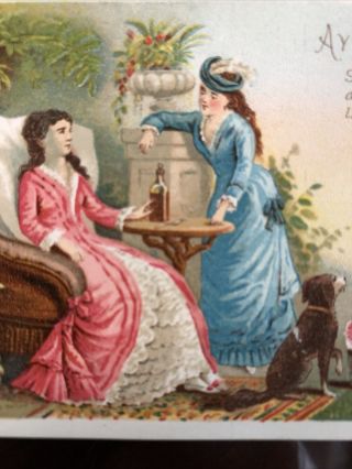 1880s Ayers Sarsaparilla Medicine Advertising Card Showing Bottle