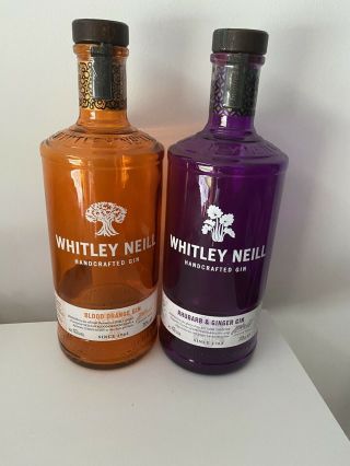 Whitley Neill Rhubarb & Ginger And Blood Orange Empty Gin Bottles X 2
