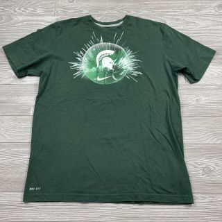 Nike Men’s Dri - Fit Michigan State Basketball T Shirt Green Xl Tee H6