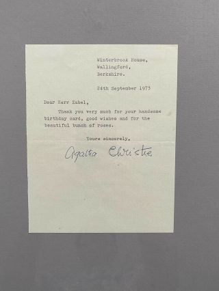 Agatha Christie Typed Signed Letter Personal Thank You Note Autographed