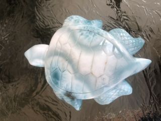 Gorgeous Larimar Sea Turtle Carving From Dominican Republic