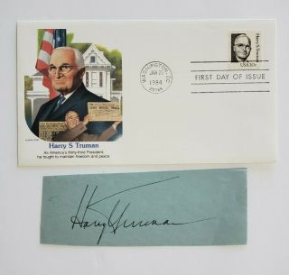 President Harry S.  Truman Signed Autographed Cut Signature With Fdc Dated 1984