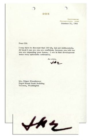 Dwight Eisenhower 1966 Typed Letter Signed To Brother