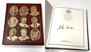 John Mccain U.  S.  Senator Autographed " Character Is Destiny " Leather Bound Book