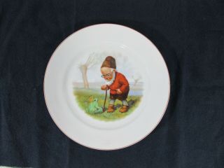 Rare Thomas Germany 8.  5 " Porcelain Plate Old Sage Dwarf & Prince Frog Vtg 1930 