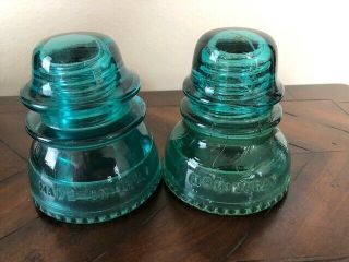 Hemi - Blue/green Two Tone Hemingray 40,  42 Made In U.  S.  A.  Glass Insulators
