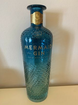 Empty Mermaid Gin Bottle (blue),  Isle Of Wight Beautifully Crafted Collectable.