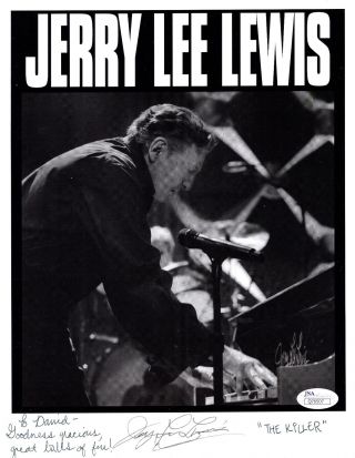 Jerry Lee Lewis Hand Signed 8x11 Photo Rock,  Roll Legend To David Jsa