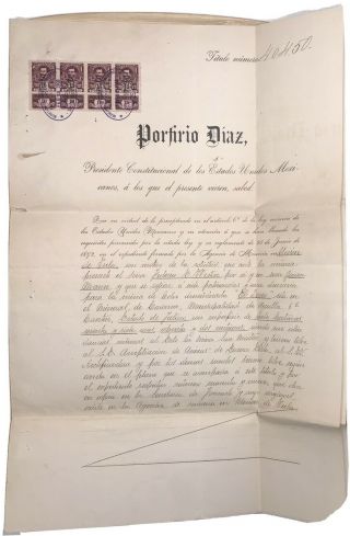 Porfirio Diaz (mexico) - Document Signed 02/24/1908 With Co - Signers