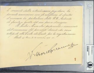 Victor Emmanuel Iii Auto Autograph Cut Signature Bas Beckett King Of Italy