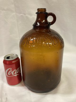 Vintage Amber Brown Clorox 1 Gallon Glass Jug