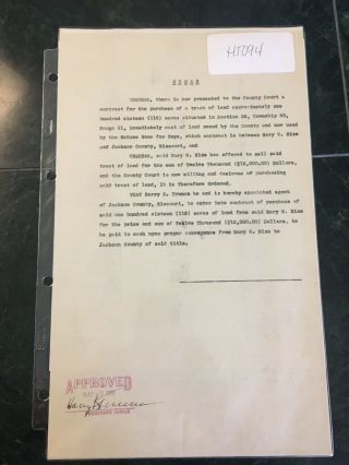 Harry Truman President Signed Court Order 5/5/1931