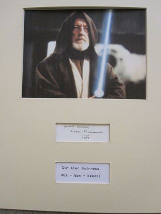 Sir Alec Guinness Hand Signed Autograph Mounted Star Wars Obi Wan Kenobi