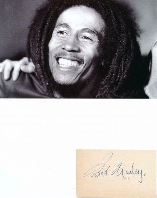 Bob Marley - Rare Fountain Pen Ink Signed Card W/photo