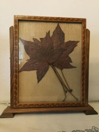 Vintage Art Deco Wood Swivel Picture Frame Marquetry Wood W Glass