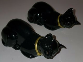 Vintage Avon Pair Black Cat Decanter Bottles 