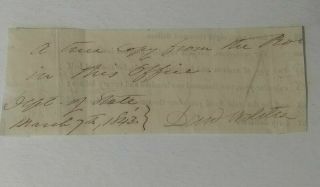 Signed Daniel Webster Cut Autograph Secretary Of State Died 1852 Jsa Auto