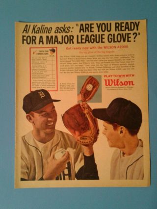 1963 Al Kaline Tigers Baseball Wilson Glove Sports Memorabilia Promo Trade Ad