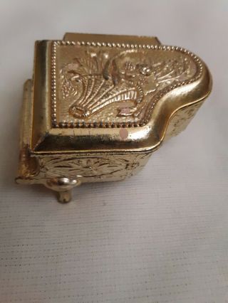 Vintage Grand Piano Jewelry Trinket Box,  Gold Tone Ornate Floral Design