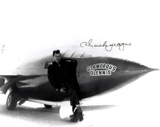 Signed 8x10 Photo Of Chuck Yeager In The Bell X - 1
