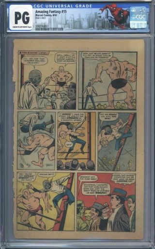 Fantasy 15 Cgc Pg Page 3 Only 1962 Stan Lee 1st Appearance Of Spider - Man