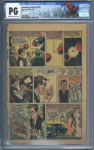 Fantasy 15 Cgc Pg Page 2 Only 1962 Stan Lee 1st Appearance Of Spider - Man
