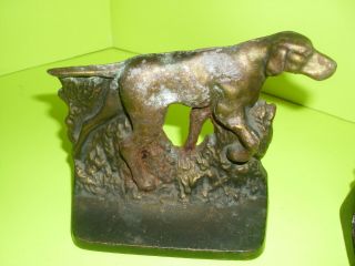 box 2 Vintage Cast Iron Pointer Dog Book Ends 2