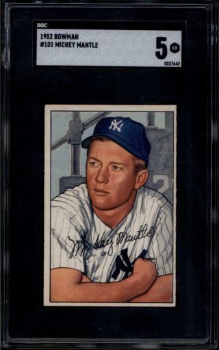 1952 Bowman 101 Mickey Mantle Sgc 5 Ex Yankees