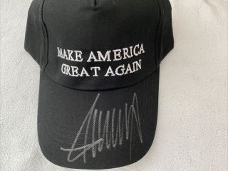 Donald Trump Autographed Hat - Make America Great Again - Black Embroidered